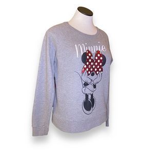Vintage Shy Minnie Mouse Foil Graphic Sweatshirt Size Medium Gray Disney